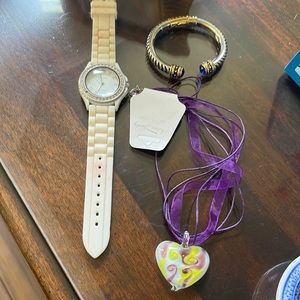 Jewelry lot- bracelet, watch, necklace